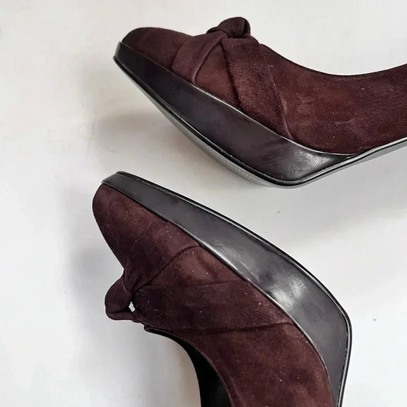 Lauren Ralph Lauren Chocolate Brown Suede Platform Pumps High Heels Size 7.5 - Picture 10 of 15